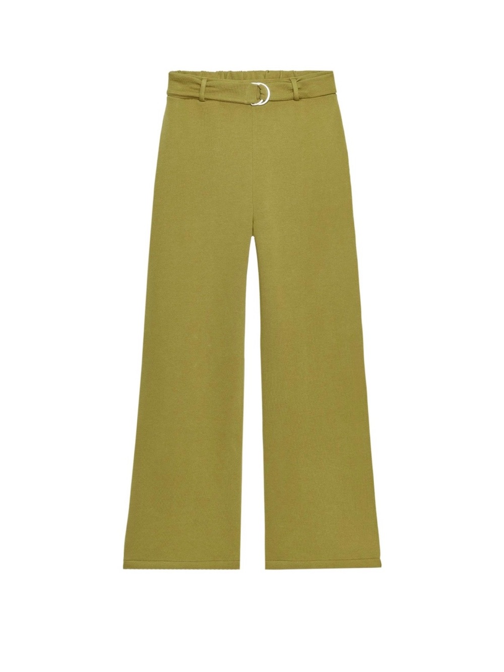 Zara Olive-Green Wide Leg High Waisted Belted Pants Size Small NWT